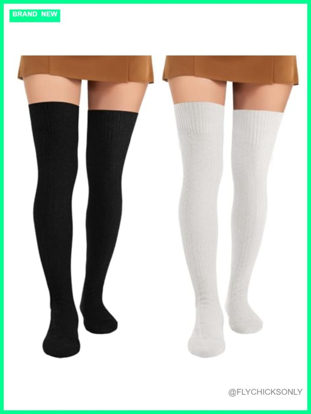 2 Pairs Thigh High Over Knee Socks Leg Warmers Polyester Acrylic